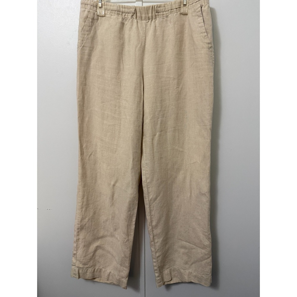 Charter‎ Club Luxury Linen Pants Women M Beige Coastal Preppy Old Money Vacation